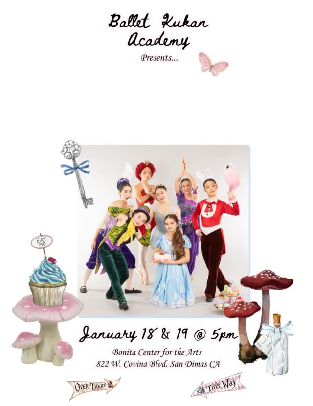 Just one more day until our winter recital: Alice in Wonderland!! 🩷🦋🎂
Our dancers, teachers and staff have all been hard at work, and we’re exited to welcome you to our Wonder-ful world ✨
Join us this Sunday and Monday (1/18 and 1/19) at 5pm, and follow Alice down the rabbit-hole
📍Bonita Center for the Arts- 822 W. Covina Blvd. San Dimas CA
#monroviaevents #monroviadance #kidsdanceclass #toddleractivities #balletkukan