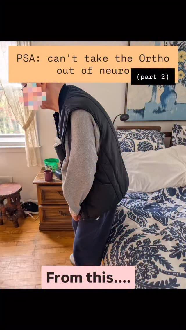 We always say you can’t take the Ortho outta neuro!
Patient here is 7 yrs post stroke - and truly benefits from hands on mobilization and PNF every now so often to help with his posture!
It’s always about setting your patient up for success, use techniques to get them out of their restricted positions and then combine it with neuro re-ed - A WHOLE NEW LEVEL OF SUCCESS achieved! And at the end of every session we added K-tape to help maintain what we achieved!
How often do you combine Ortho with neuro?!?