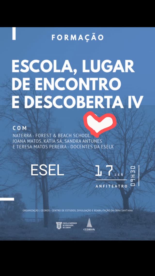 Estivemos na ESCOLA SUPERIOR DE EDUCAÇÃO DE LISBOA
Um dos grandes objetivos do Naterra é chegar e alcançar o maior número de crianças e famílias, promovendo o bem-estar e o desenvolvimento da criança a nível global respeitando o seu ritmo e considerando, sempre, a sua individualidade.
Para isso, temos vindo a trabalhar em parcerias com outras instituições e projetos enquanto também organizamos alguns eventos comunitários de sensibilização e apoio.
Escola Superior de Educação de Lisboa
Desta vez, recebemos um convite para o Naterra
participar num evento na Escola Superior de Educação de Lisboa, promovido pelo Cedros - Centro de Estudos, Divulgação e Reabilitação da Obra Santiana (João dos Santos).
Promovendo o 4º Encontro de partilha de saberes e práticas pedagógicas - "Escola, Lugar de Encontro e Descoberta" -, o Cedros, tal como o Naterra, acredita "ter permitido o conhecimento e a reflexão sobre ricas e diversas experiências pedagógicas", acabando por ser um momento muito especial perante uma plateia atenta.
Muito obrigada Cedros e ESELx.
--------------------------------
WE WENT TO ESEL
One of Naterra's main goals is to reach the largest number of children and families, promoting well-being and development globally ao seu ritmo e considerando, sempre, a sua individualidade
For this, we have been working in partnerships with other institutions and projects while also organizing some community events of awareness and support.
ESCOLA SUPERIOR DE EDUCAÇÃO DE LISBOA
This time we received an invitation to Naterra
participate in an event at the ESEL, promoted by Cedros - Center for Studies, Dissemination and Rehabilitation of the Santiana Work (João dos Santos).
Promoting the 4th Meeting of sharing of knowledge and pedagogical practices - "School, Place of Meeting and Discovery" - Cedros, like Naterra, believes "to have allowed knowledge and reflection on rich and diverse pedagogical experiences," ending up being a very special moment before an attentive audience.
Thank you very much Cedros and ESELx