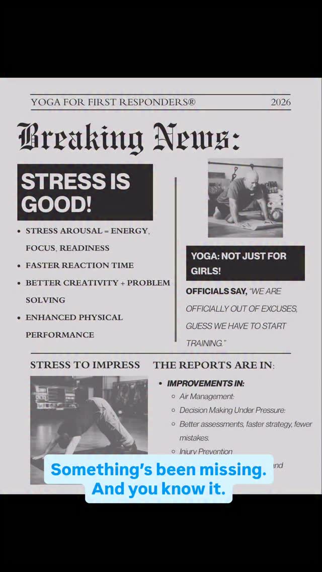 BREAKING NEWS: Stress can good. Stress can be your friend. Mental training with stress processing increases performance. YOU ARE OUT OF EXCUSES. New workshop offering: NEUROLOGICAL PROCESSING: USE STRESS TO YOUR ADVANTAGE. Thank you @abqfirerescue for being my guinea pigs before it goes public. 😉 DM us if you’re ready for it. #yogaforfirstresponders #firstresponderwellness #resiliencetraining #mentalhealthmatters