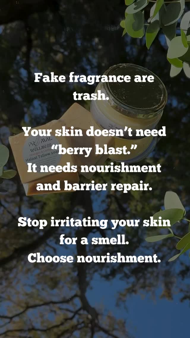 If your skincare smells like dessert, we need to talk. 👏
“Berry blast” isn’t skincare -it’s marketing + irritation.
Fragrance disrupts your skin barrier.
Tallow repairs it.
Your skin recognises animal fats.
It doesn’t recognise synthetic perfume.
Stop irritating your skin for a smell.
Choose nourishment.
Choose grass fed tallow. 🐄✨
#tallowskincare #PrimalWellness