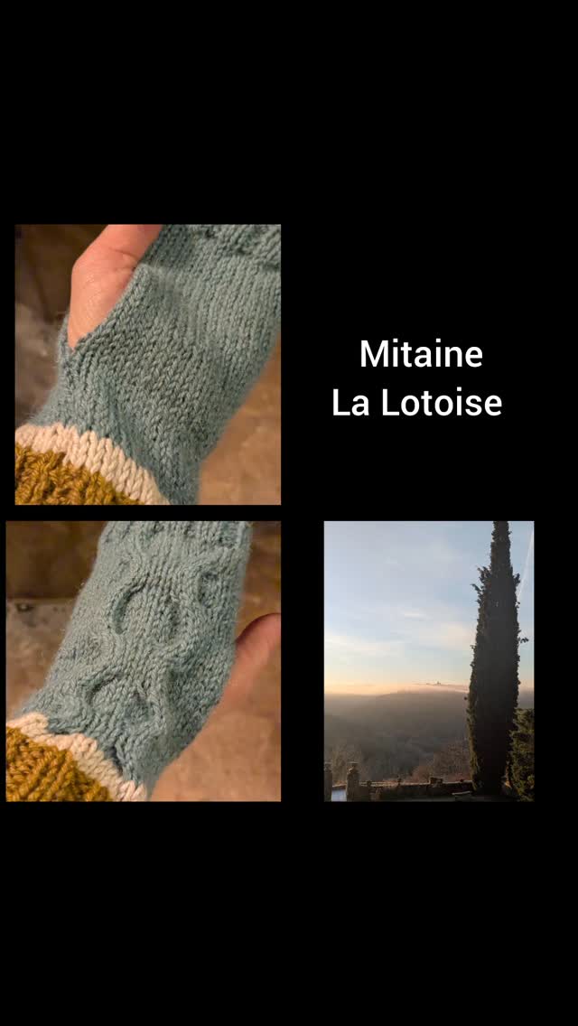 Tricoter au coin du feu....Les Pierres Lotoises !#tricotemain #mitaines #lainesfrancaises #hiver❄️