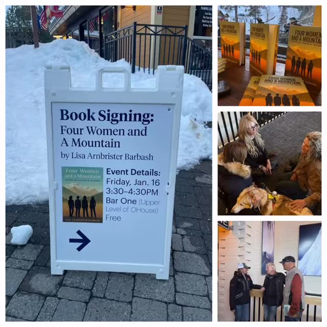 Thank you Palisades Tahoe for all the support and local love hosting the book signing and promotion! It was so meaningful to be at the mountain the book is about and for the families involved to have been there to support all of it as well! These women’s stories sparked amazing conversations, memories, tears of joy and of course more stories of strength and resiliency. A audio book is launching February 5th, just in time for an Olympic troupe and story retelling. Available on Amazon, Apple Books and Barnes and Noble. Thank you Palisades Tahoe! #fourwomenandamountain_ #palisadestahoe #sherrymcconkey #womensstories #booksigning