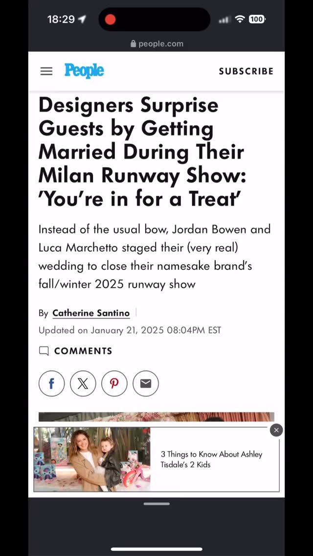 Happy one year anniversary to the wonderful Jordan and Luca! This was an incredible day, surprising an audience with a wedding at the end of their fashion show. Genius! ♥️♥️