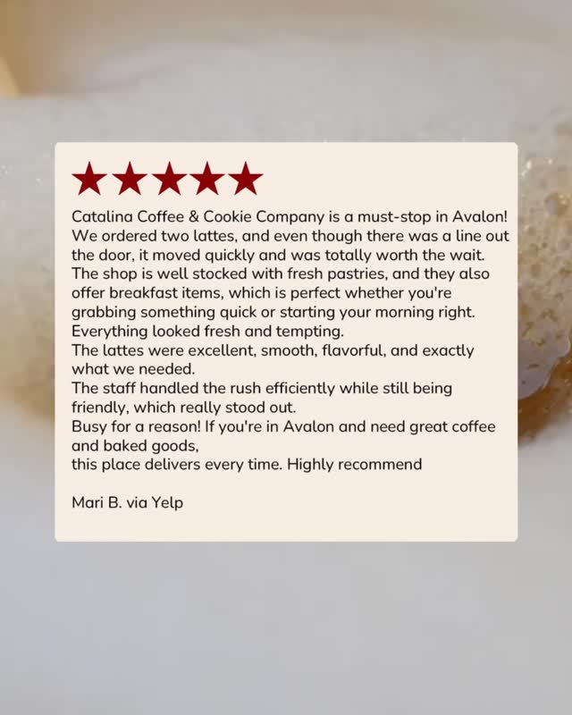 Busy for a reason
Fresh coffee☕, delicious pastries🥐, and a team that keeps things moving—
even when the line’s out the door.
Thank you for the kind words and the recommendation 🫶
#catcookieco #catalinaisland #catalina #lovecatalina #coffeeoncatalina #cafeoncatalina #alldaybreakfast
#MetropoleMarketplace