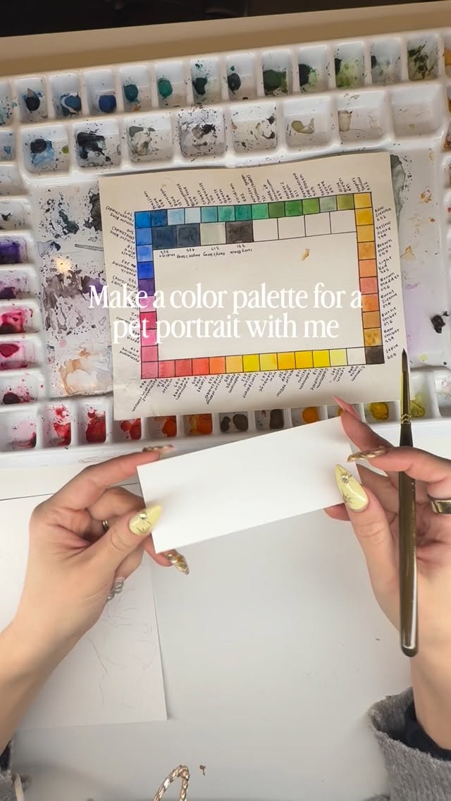 Step one in my process for watercolor portraits 💫
The palette card works as a road map for the portrait so I don’t have to constantly pause to figure out what color I need next. It almost simplifies it for my brain in a similar way that a paint by numbers would.
This way I can just shut my brain off and do the best part - paint! 🎨
#watercolor #colorpalettes