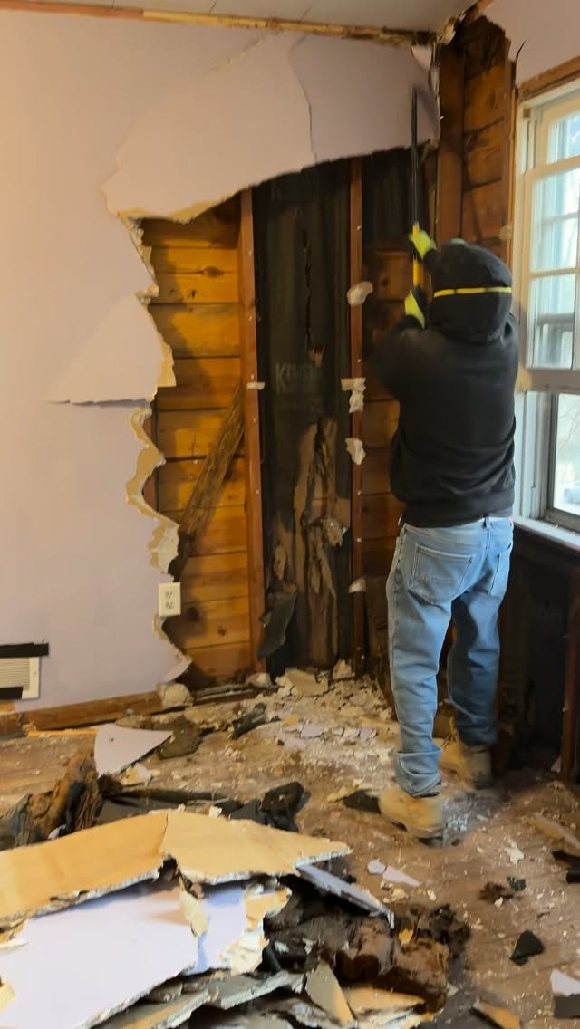 Disaster projects have the best outcomes!🔥 FOLLOW to see how the inside comes out! #beforeandafter #homeremodel #homeimprovement #contractor #reels