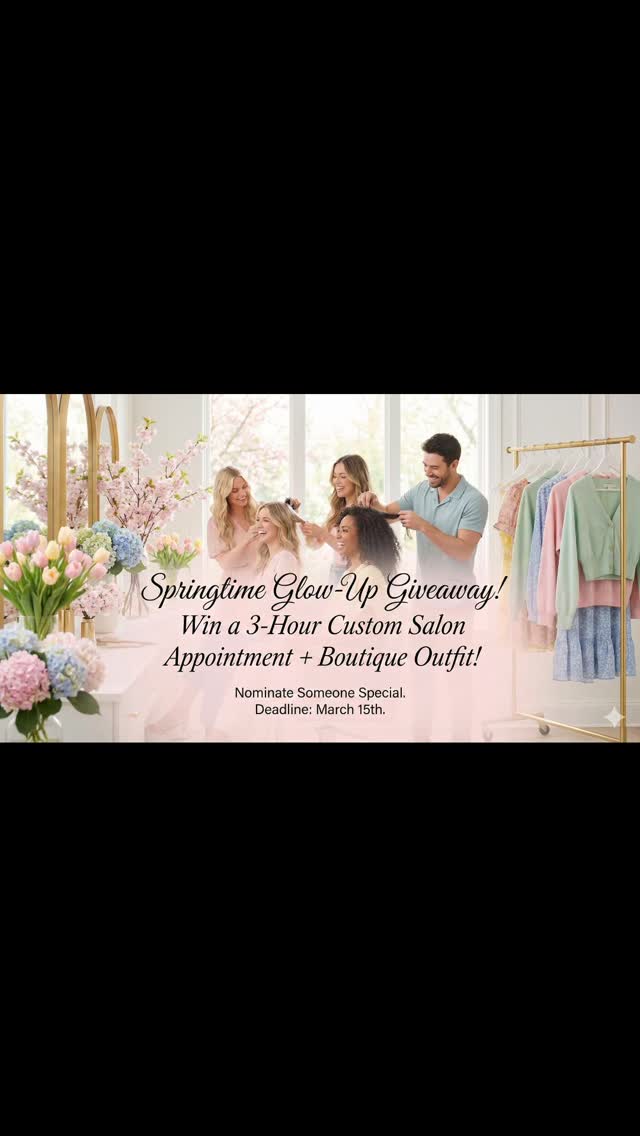 Spring into Beauty: Nominate someone deserving!
Celebrate the season of renewal and blooming beauty!
We're excited to launch a special giveaway for springtime! 💐
Do you know someone who truly deserves a customized pampering session at The Diva Dive Color Bar & Studio , complete with a boutique outfit? ✨
▶️ How to Enter:
⭐Follow our social media pages on Facebook, Instagram, TikTok, and X.
👍Like & share 🔁 this giveaway post.
📢Comment below with:
🔖tagging the person deserving this nomination with a heartfelt story about why they should win!
🚫The deadline is March 15th, and the winner will be announced on March 17th!
Good luck!
Have a beautiful day
#giveaway #SmallBusiness #salon #kindness #communitylove