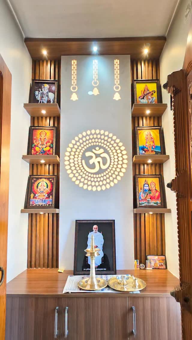 A pooja unit designed for clarity, balance, and everyday ritual.🏠✨🕉️ #renovetionhouse #interiordesign #unisoninteriors #interiordesigner #trendingreels #trendingreels #keralahomes #viralreels #keralahomes #kerala #malayalam #malayalam