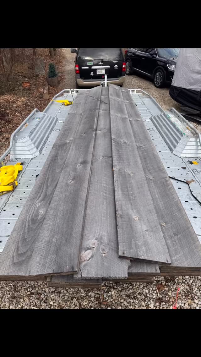Picked up these awesome 16’ long Douglas Fir 1” x 12” barnwood planks over in Indiana just before Christmas…. an afternoon here, and evening there, Heidi and I have chipped away at building the ceiling to our addition….. after I trim the beam openings we can check that box ☑️ #barnwood #repurposed #buildingtogether #house #home