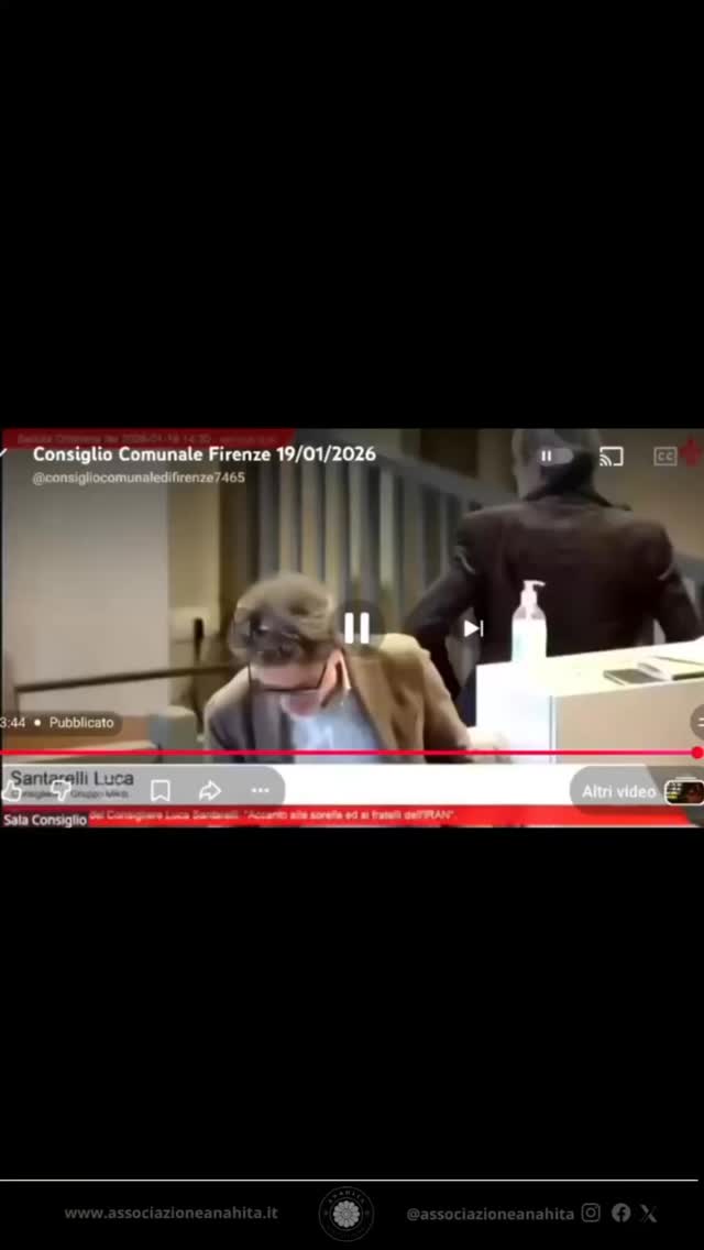 🎥 Firenze | Palazzo Comunale
Oggi, nel Comune di Firenze, Luca Santarelli, consigliere del gruppo Misto – Noi Moderati, ha espresso pubblicamente il suo sostegno al popolo iraniano e alla rivoluzione per la libertà e la democrazia in Iran.
Le sue parole rappresentano un segnale importante di solidarietà istituzionale verso una nazione che da anni lotta contro la repressione, le violazioni dei diritti umani e un regime che non rappresenta il suo popolo.
L’Associazione Anahita ringrazia il Comune di Firenze e il consigliere Luca Santarelli per l’attenzione e il sostegno alla causa del popolo iraniano.
📌 La voce della libertà non può essere ignorata.
@luca_santarelli68
#rivoluzioneiran2026 #iran #libero #democratico