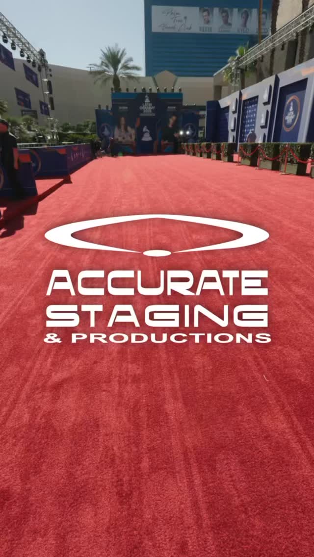 2025 Latin Grammy Recap! Fully ground supported red carpet truss structure with press risers, entrance arches, photo op stages & jib platforms that lead you to the legendary MGM arena where a 48’ turntable and stage extension hosted a “Noche De Estrellas”. Always a pleasure to work alongside our friends @acme.production.services #accuratestaging #smartblocks #stage #turntable #truss