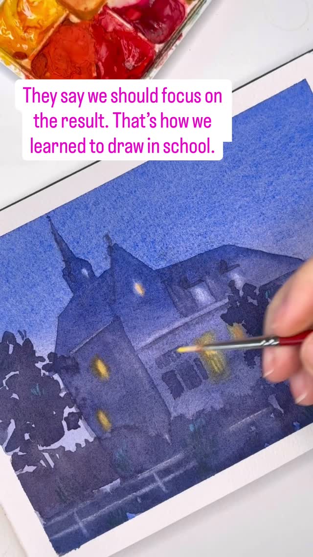 Sometimes sketching isn’t about creating a perfect drawing. It’s about noticing that special light on the deep blue surface of the sky, the beauty of colors blending into each other, the soft sound of your brush touching the paper, and letting your mind wander in a different direction than it usually does.
#urbansketching #watercolorpainting #expressivewatercolor #sketchingprocess #houseportrait