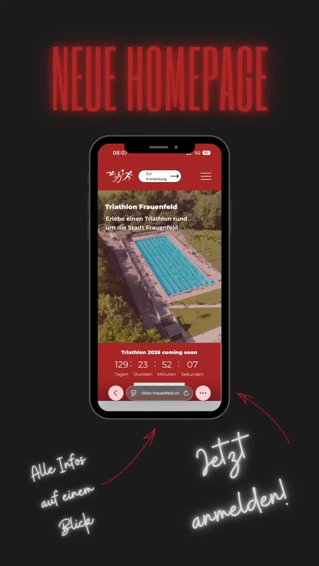 🏊♂️🚴♂️🏃♂️ Nur noch 129 Tagen bis der Triathlon Frauenfeld am 31.05.2026 stattfindet.
Auf unserer neuen Triathlon-Homepage findest du alle Informationen und melde dich doch auch gleich an.