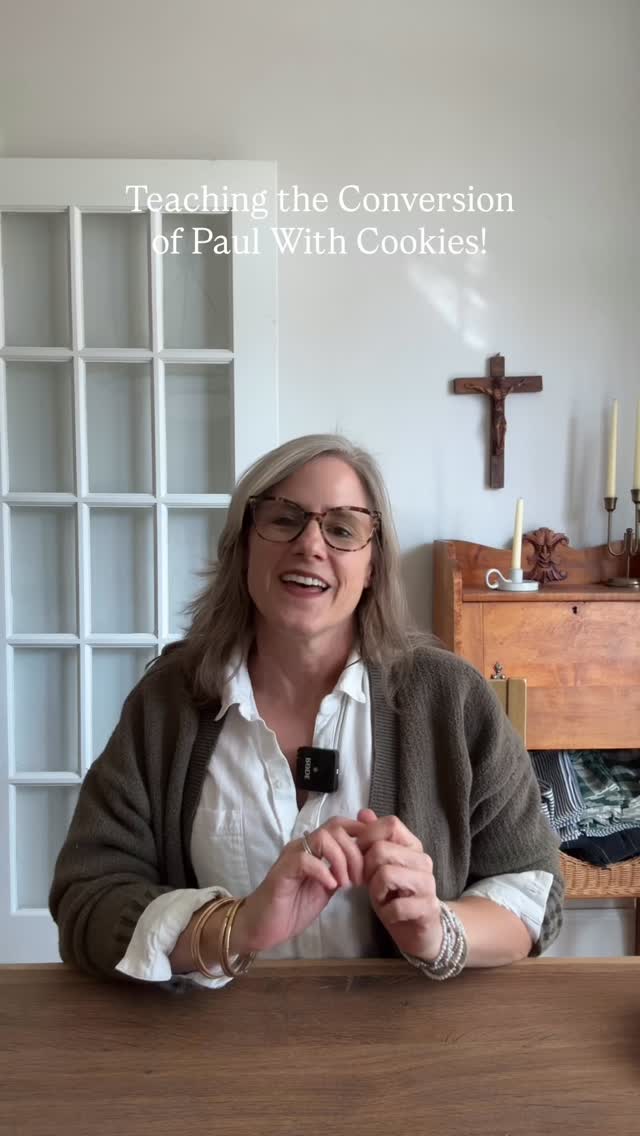 “Blinded by the light… and a couple of cookies! 🍪👀✨
We acted out the story of Saul’s conversion (Acts 9) with this simple and sweet object lesson: cookie ‘scales’ over the eyes while we read the story, then let them drop when Saul is healed, and eat them, of course! A fun and memorable way to bring Scripture to life with kids.
Perfect for the Feast of the Conversion of St. Paul (January 25) or any time you’re learning about his dramatic encounter with Jesus on the road to Damascus.
Save this idea for your next Bible story time!
#LiturgicalLiving #stpaul #saintpaul #ChristianParenting #faithathome #christianhomeschooling #ConversionOfStPaul #livingliturgically #liturgicalhome #catholic #anglican #christianhomeschool #christianhome