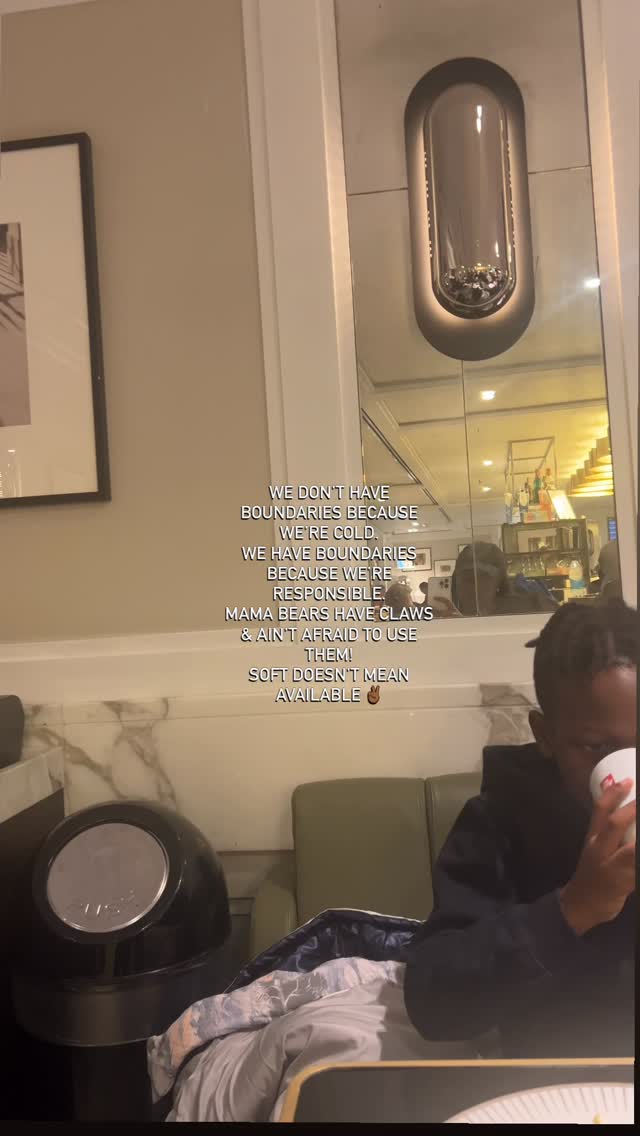 People mistake boundaries for hardness,
But boundaries are how love stays intact.
I have standards because I’m responsible for a life.
For a home…
For a legacy.
So no, I don’t move fast because you’re impatient.
I move well because I’m protecting the foundation.
This is how I lead, and how I mother too.
And if you don’t like it, I will very happily be your villain 😈