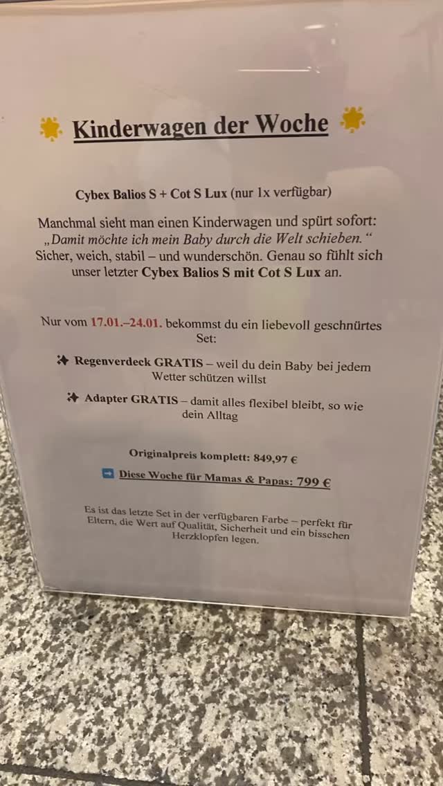 ✨Letzte Chance✨
Unser Kinderwagen - der - Woche - Aktion läuft nur noch bis Samstag- und der aktuelle Favorit ist ein echtes Highlight für alle, die Komfort, Stil und Alltagstauglichkeit lieben.
Jetzt ist der perfekte Moment!
Komm vorbei im Babyhaus Dessau oder schreib mir direkt - ich berate dich gern und sichere dir das Angebot, solange es läuft.💛🛒
#kinderwagen #babyhausdessau #familytime❤️ #familienglück #baby