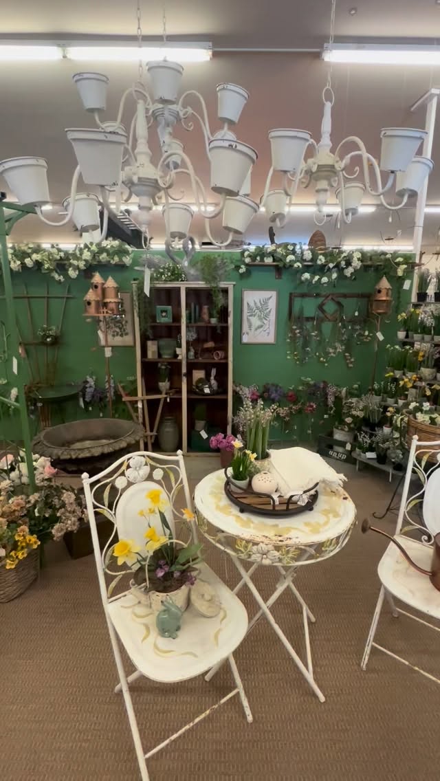 Spring has sprung over here at @gardenhousevintagemarket..a bit early but a nice shot of green during these frigid days! #antiques #vintage #vintageshop #vintagehomeandgarden #vintagedecor