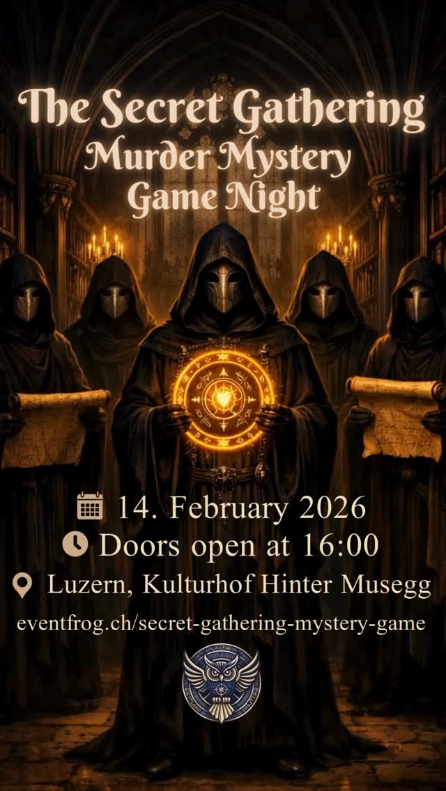 Join us for our next Mystery Game Night!
📆14 February 2026
📍At Kulturhof Hinter Musegg
✨Dress up & Play in-character
🧩 Solve puzzles, uncover clues
🥂Welcome drink + apéro
🎟️Tickets: Eventfrog (link in bio)
#questlandch #murdermystery #krimidinner #escaperoom #lucerneevents