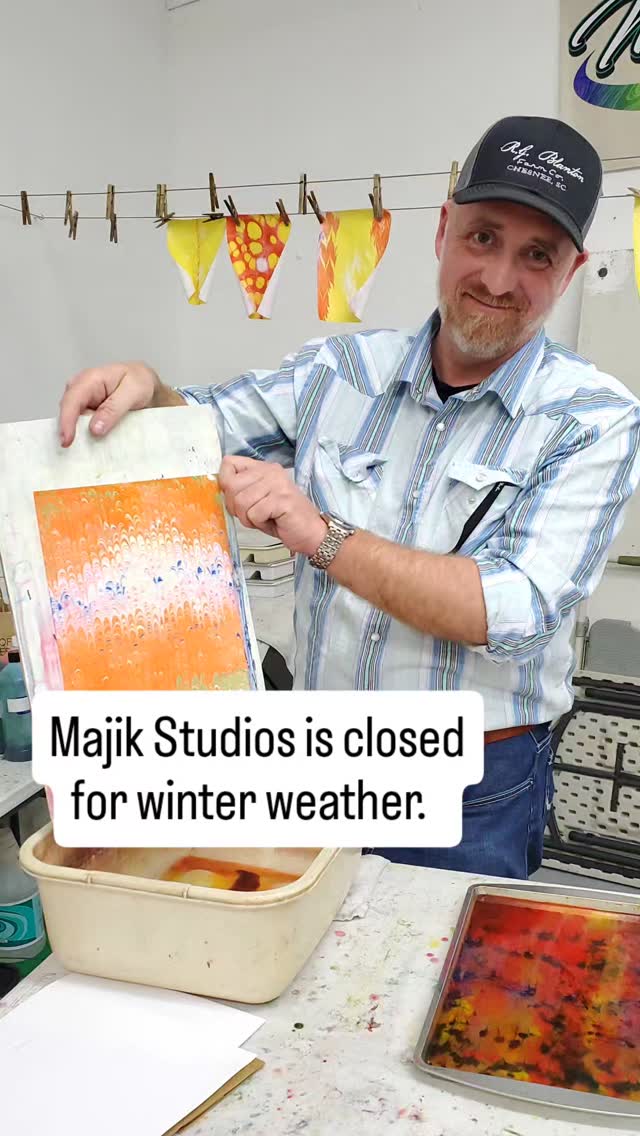 Majik Studios is grateful to be at home with power and heat. Hoping everyone is warm and safe.
Shopping online is the next best way to support artists right now.
Go to www.majik-studios.com, click link on bottom right corner to fill out form for 10% off your purchase..
Majik quality scarves will arrive at your doorstep!!
Thank you for all your support. .
#majikstudios207 #localstudio #marbling #silkscarves #riverartsdistrictasheville
