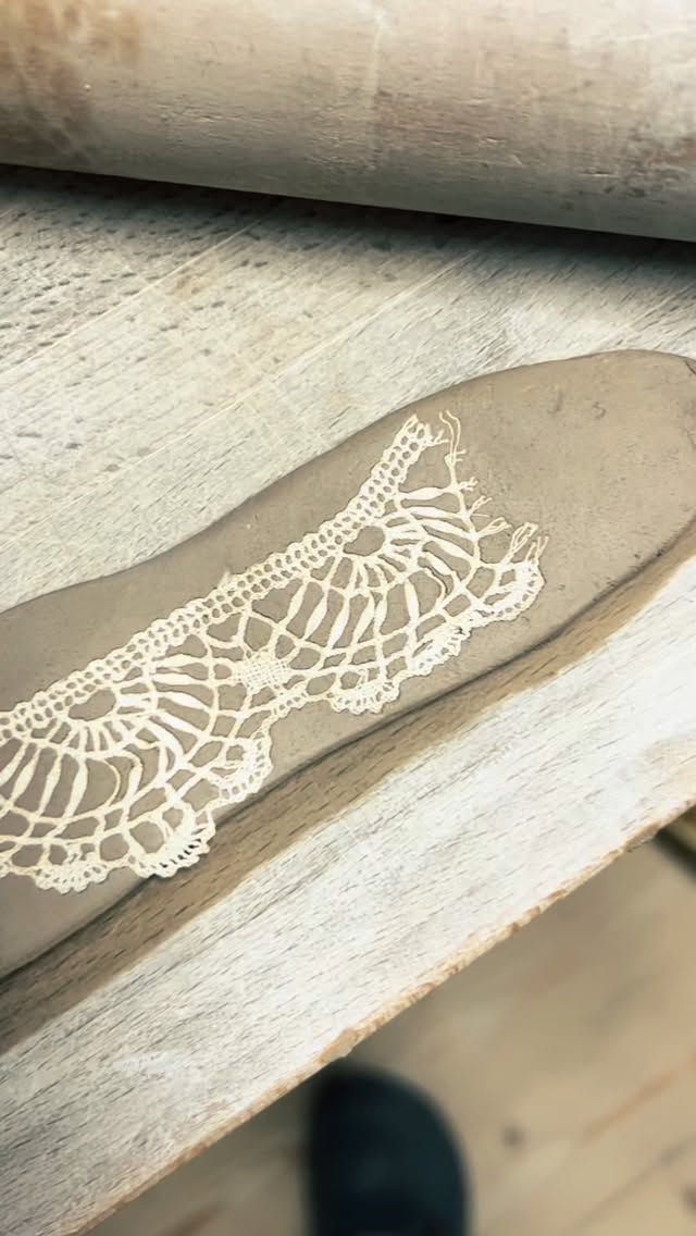 I’m in the clay phase of creating in the studio… But I love squishing clay! I have a few specific pieces I need to get finished, before I start making some larger projects again. I personally like to have a time creating in clay, until I finish a body/group of work, and can then manage to fill up my entire kiln. Then that whole body of work can move into the next stage of glazing and firing.
I don’t always enter the studio feeling completely creative and ready to work, but once I get to it and start continuing with pieces that I’ve started, I very quickly get into the flow. There’s no doubt about it working with clay is generally a very therapeutic process.
I’m working here with coils of flattened clay, that I then put impressions into before I continue building. I’m guessing I have about another week of clay work and then the kiln will go on.
Tuka, my rescue boy, moved into the studio with me. It’s been an incredibly wet week and he didn’t want to stay in the house on his own, and braved it down into the studio. This is quite unusual for him to stay there with me. I love having his company. I hope this becomes more of a thing for him! Dilly was my studio girl, and I’m not convinced she wanted to share with Tuka, which trained him not to stay with me. But now after a year of her passing he’s finding his own way in life.
#potterytiktok #ceramicartist #claymaker #claytexture #potterystudio