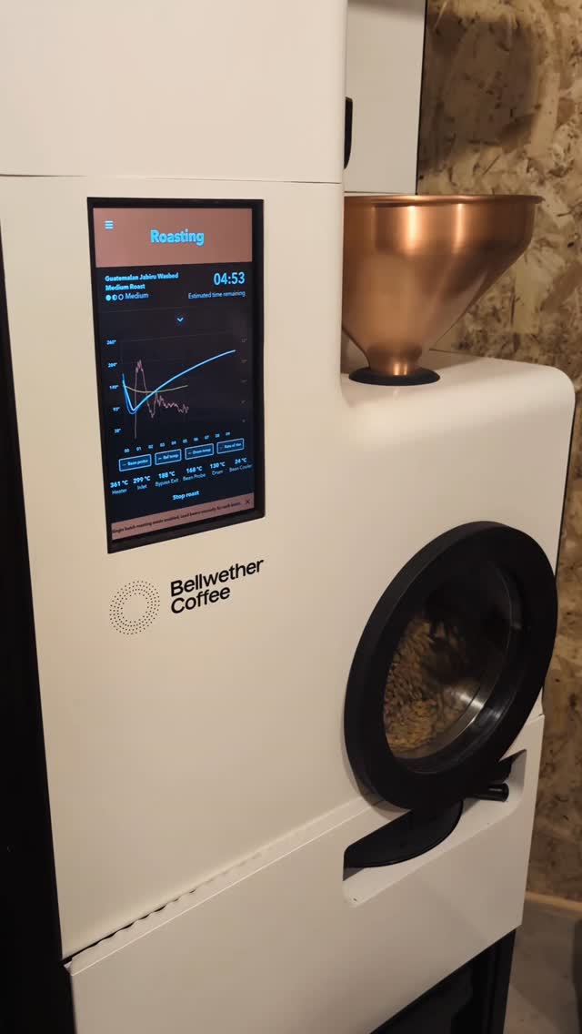 Prep is already underway for Ancoats @_makersmarket this Sunday. Roasting our Guatemalan Washed coffee — running low now, and definitely going to miss this one. Available online (for now) @bellwethercoffee