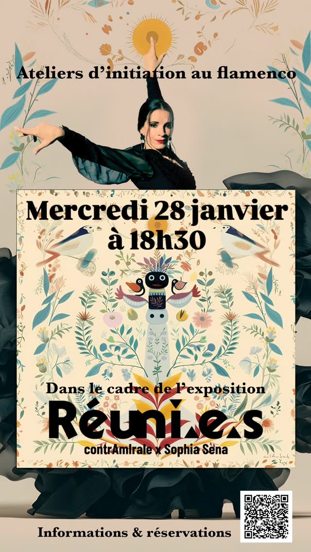 Rdv demain pour le 2eme atelier de flamenco dans le cadre de L’exposition Réuni.e.s avec @sophia_sena_official
Tarif 20 euros
Reservation : link in bio
