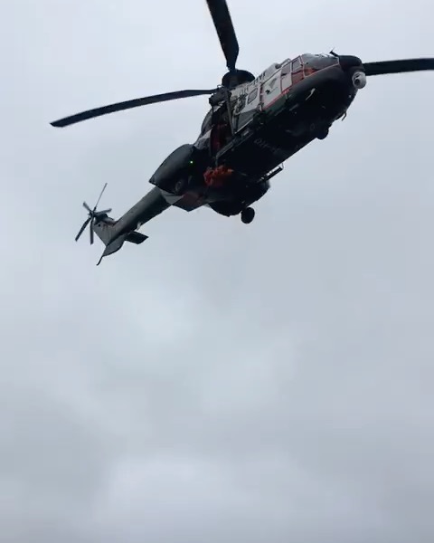 Ramanda and Finnish Search and Rescue in a helicopter drill off Porvoo.