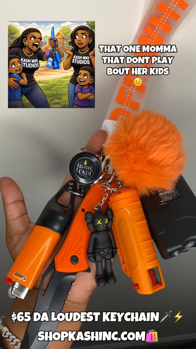 NEVER PLAYED BOUT MINE! 🤨
ARE YOU READY TO FOR SOME PRETTY PROTECTION?👀🥵🤭 ONLY AT LINK IN BIO! 🛍 PRODUCT: “DA LOUDEST KEYCHAIN” AT SHOPKASHINC.COM🛍 INCLUDES Stun G, Pep spray, 8” Pocket Knfe, OW Wristlet, Lighter + Leash, Kaw Kid, Authenticity tag, & Puff💫