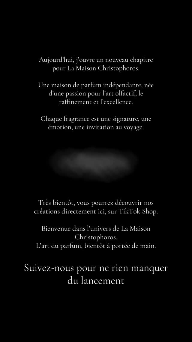 Aujourd’hui, j’ouvre un nouveau chapitre pour La Maison Christophoros.
Une maison de parfum indépendante, née d’une passion pour l’art olfactif, le raffinement et l’excellence.
Chaque fragrance est une signature, une émotion, une invitation au voyage.
Très bientôt, vous pourrez découvrir mes créations directement ici, sur TikTok Shop.
Bienvenue dans l’univers de La Maison Christophoros.
L’art du parfum, bientôt à portée de main #parfum #parfume #parfums #fragrance #christophoros