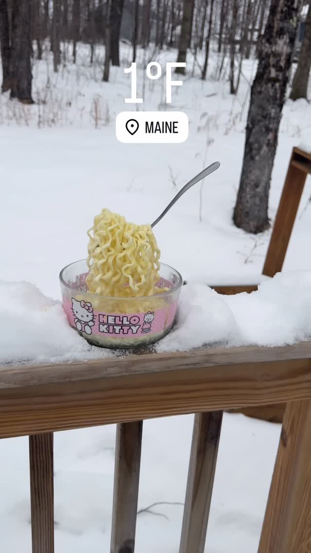 Sometimes it really do be that cold.
#MaineWinter #OnlyInMaine #TooCold #RamenTest #WinterProof #MaineLife #ColdAF #ramen