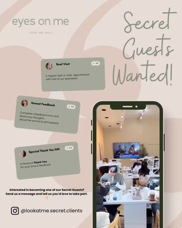 Exceptional experiences are built
through honest feedback ✨
Introducing the official
Look at Me Secret Client Program.
This private initiative invites guests
to experience our salons as usual
and share anonymous feedback
that helps us grow and improve.
Selected participants receive
exclusive perks as a thank you 🤍
Learn more via our official page:
👉 @lookatme.secret.clients