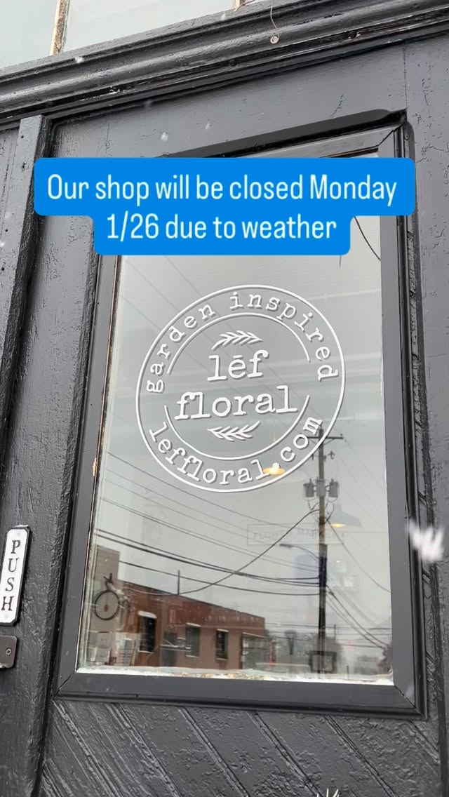 Due to the inclement weather and cleanup, our shop will be closed Monday 1/26. Stay safe