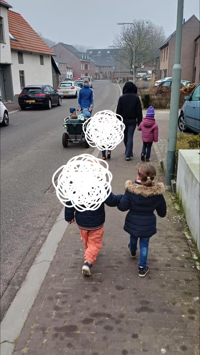 Gisteren een stukje gaan wandelen met z'n allen ❄️ We gingen op zoek naar carnavalsversiering en sneeuwklokjes. Natuurlijk zien we ook auto's, vrachtwagens en vooral tractors 🚜🤩