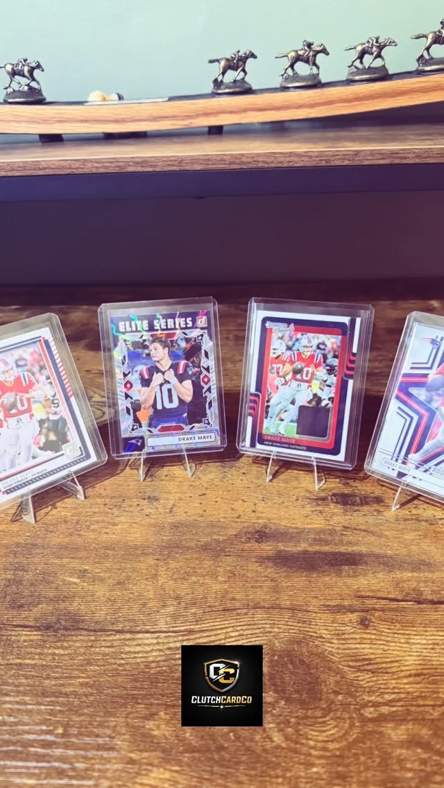 Staying in from the storm awaiting the #afcchampionship game with #drakemaye about to ball out. We hav these #drakemayecards listed now on our websites. Get them now before he wins a #superbowl and #rookieoftheyear