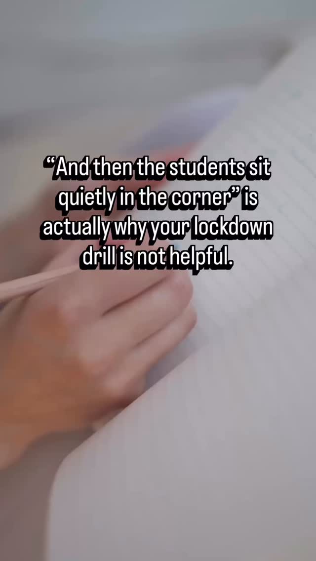Teacher, you’ve been told to teach your students to go to the corner, sit quietly, and wait.
And that works… if the bad guy never gets close to your classroom.
If every single student is already inside when the drill starts.
If everything goes exactly as planned.
But what about the kid who’s in the bathroom?
The student who was sent to the office right before the alarm went off?
“Just sit quietly in the corner” doesn’t prepare them for that.
And when you don’t give them a plan for those scenarios, you’re leaving them alone with their fear. While you talk, they’ll wonder, “What do I do if I’m stuck?”
Here’s the truth your administrator probably didn’t tell you: Physical safety is more important than rules.
Your students need to know:
✅ If you’re in the hallway, try to get into ANY classroom before doors lock—even if it’s not yours
✅ If that doesn’t work, go into ANY room that will keep you safe: the bathroom, teacher’s lounge, principal’s office, even the kitchen
✅ You can even leave the school altogether if that’s what keeps you safe
✅ Don’t worry about getting lost or telling someone where you are going first—just get to safety, and grownups will find you after
This is about empowering them.
When you teach your students that their safety comes first—above rules, above being polite, above everything—you give them the critical thinking skills they need to protect themselves.
And I know this feels heavy. I know you’re scared of saying the wrong thing.
If you’re new here, I’m Emily. I help K-3 teachers talk to their students about lockdown drills without the fear and guesswork.
Follow along to become the teacher who doesn’t just survive lockdown drills—but actually helps her students be empowered and feel safe.
#kindergartenteacher #firstgradeteacher #thirdgradeteacher
