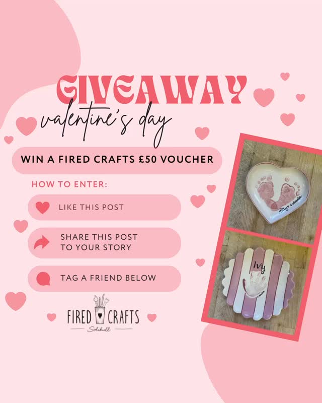 š LOVE IS IN THE AIR š
Valentineās giveaway time!
Win a Ā£50 Fired Craft voucher and turn love into a keepsake š«¶
How to enter:
ā¤ļø Like this post
ā¤ļø Share to your story
ā¤ļø Tag your Valentine (or Galentine!)
Winner will be announced on Valentines Day! Good luck lovers š #firedcrafts #solihull #solihullmoms #giveaway #babyprints