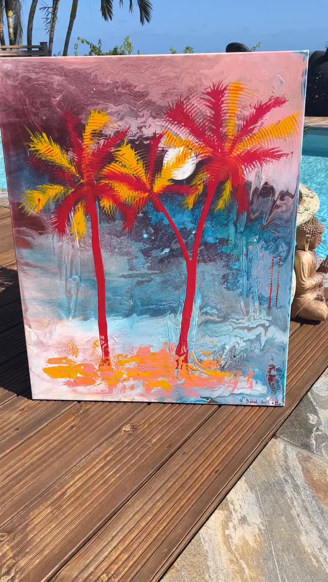 Le cocotier m’inspire profondément.
Sa grâce élancée vers le ciel, ses racines solidement ancrées dans la terre.
Pour moi, il parle de force et d’équilibre,
de lien entre le visible et l’invisible.
Les paysages antillais nourrissent mes tableaux, et j’y glisse toujours cette dimension intérieure, spirituelle, que je porte en moi.
#artabstrait
#cocotier
#martinique
#reelsart
#artspirituel