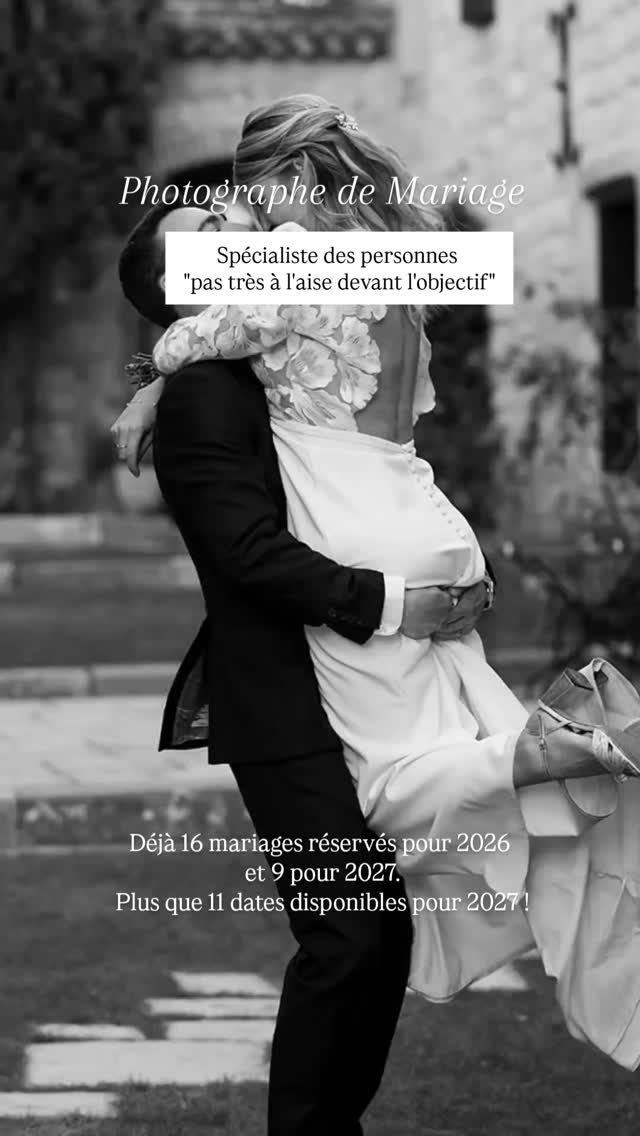 Dans le Sud de la France ✨
2026 quasi complet, encore 1 dispo en Mai et 2 en Septembre en haute saison.
Pour toutes les personnes qui rêvent de magnifiques souvenirs de leur mariage sans avoir les contraintes et le stress des photos !
J'ai développé une approche douce et décontractée, spécialement conçues pour ceux qui redoutent les poses figées ou les séances photos trop formelles.
Vivez votre journée, je m'occupe des souvenirs 🤗 avec moi chaque moment est fluide, détendu et surtout, fidèle à vous-même !
#mariage2026 #PhotographeNimes #photographedemariage