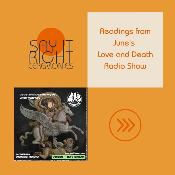🧚June’s radio show focused on ✨myth✨ Here are some readings based in mostly Classical myths about love and death. #weddingreading #funeralreading #radioshow #weddingpoem #funeralpoem #radiohost