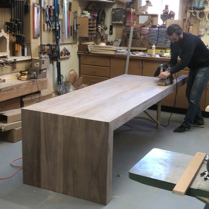 Water fall table almost done #interiordesign #table #arturmoreira #walnut #madeinusa #madeinewr #nyc #newyork #architecture