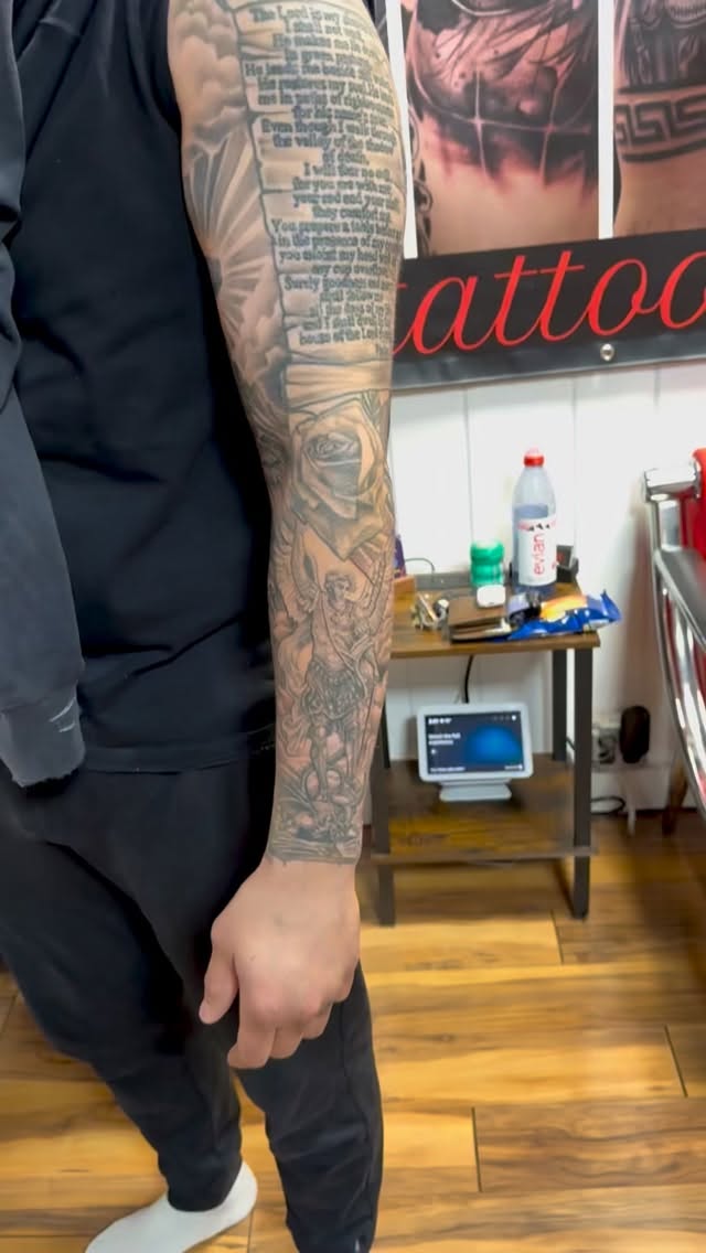 Arm sleeve done. Now on to the chest plates. Enjoy ๐ #btkink #genevany #billythekidmeyers #awardwinning #tattooartistinny