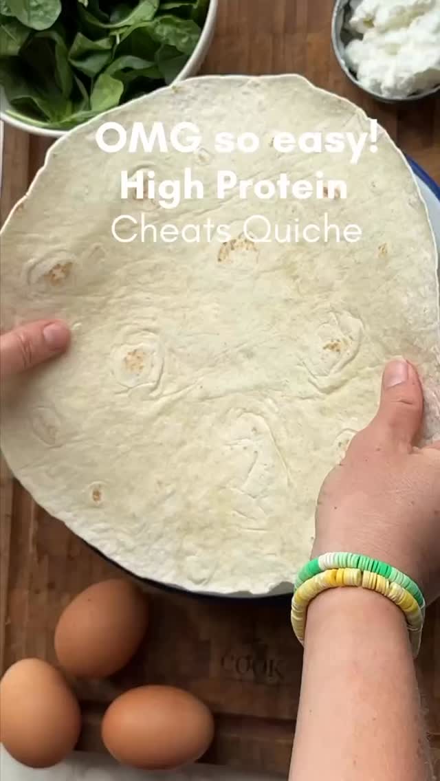 Quick lunch recipe by @littleloucooks 👌
Cheats Quiche w/ Higher Protein - makes 4 portions
1 tortilla wrap
3 eggs
100g cottage cheese
½ red pepper, sliced
20g or a handful baby spinach
70g or a handful grated cheese (I used a mix of cheddar and mozzarella)
Salt and pepper to season
(try changing the flavour with ham, peperoni, smoked salmon, onion, mushrooms, fresh herbs or feta)
Step 1: Preheat the oven 170ºc. Use an 8 inch or 9 inch dish or cake tin.
Important: Add a piece of non-stick parchment paper to the dish, this will prevent the tortilla wrap from sticking or if the egg leaks out help too, and it will make it easier to remove once cooked. (not shown in the video)
Step 2: Place the tortilla on top of the paper in the tin, gently push it down to create a bowl shape. Crack the eggs in and add the cottage cheese, season and whisk with a fork.
Step 3: Next add the sliced red pepper and baby spinach, push down with the back of the fork. Sprinkle the cheese on top and 15-20 minutes, until the eggs have set and the cheese has melted.
Leave to cool for a few minutes then remove from the tin. Slice and serve with salad.
Note: If the bottom is soggy and soft, try toasting (after removing from the tin) if possible place the quiche on a non-stick dry frying pan on a medium heat, but be careful not to let it burn.
Eat hot or cold.
Storage: Keep in the fridge for 3 days.
Reheat in the oven or air fryer 180c for 5 minutes.
#cheatsquiche #tortillaquiche #higherprotein cottagecheese fillinglunch
Fancy it?
