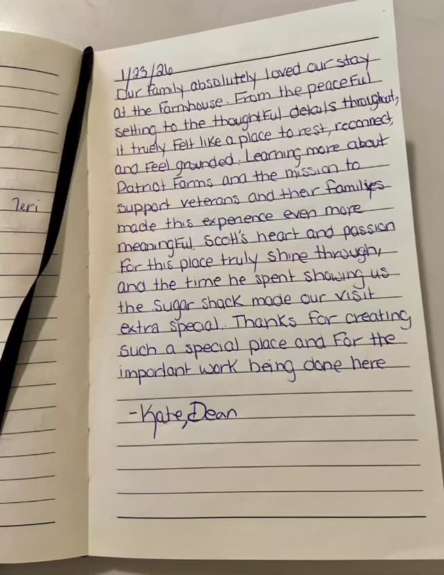“Our family absolutely loved our stay at the farmhouse. From the peaceful setting to the thoughtful details throughout it truly felt like a place to rest, reconnect, and feel grounded. Learning more about Patriot Farm and the mission to support veterans and their families made this experience even more meaningful. Scott’s heart and passion for this place truly shine through, and the time he spent showing us the sugar shack made our visit extra special. Thanks for creating such a special place and for the important work being done here.”
Reach out if you would like to visit!#gvsualumni #newaygocounty #michiganveterans #marinecorps #armylife