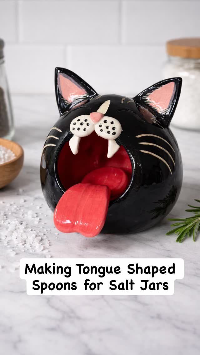 Tongue Spoons- In this video I show how to make these popular tongue shaped spoons two ways, a foam template and the new clay cutter I got from @imakestuff.art and @moltenmudstudio (check them out!) #slabbuiltceramics #handbuiltceramics #tutorial #potteryforall