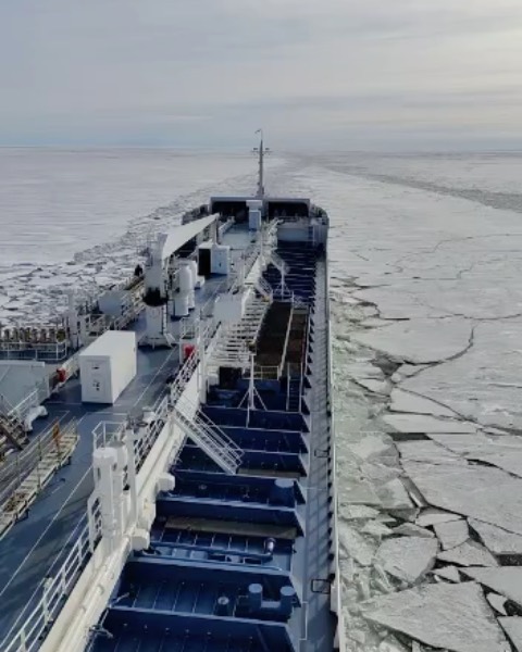 Still ice in Gulf of Botnia.
Ramona enroute to Piteå.
