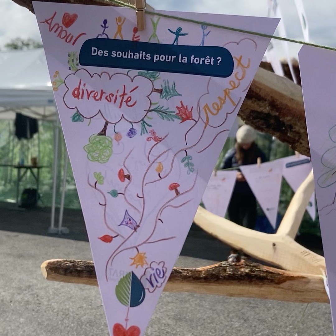 Samedi, avec @noemie_petremand , on a réalisé une oeuvre collaborative avec le public de Festi'Jorat: un arbre décoré de guirlandes de fanions, sur lesquels nous avons écrit et dessiné nos souhaits pour la forêt à venir 🦉🌲🦋
Ceux-ci sont maintenant encapsulés et sous-terre, faisons en sorte qu'ils se réalisent !
MERCI au @parcdujorat pour la collaboration et la confiance et à toustes pour les créations 💫
#festijorat #chaletdesenfants #oeuvrecollaborative #nature #ecrireencoeur #kulkatrek