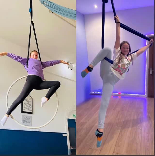 This is one of our beautiful aerialists creating some lovely shapes in the hoop and sling. ⭐️
If your child would like to learn a new fun skill then book them into our children’s class this Saturday at 10.30am in Ashburton Arts Centre
www.onyxaerialfitness.co.uk
#buddingaerialists #childrensclasses #makefriends #keepmoving #aerialcommunity
