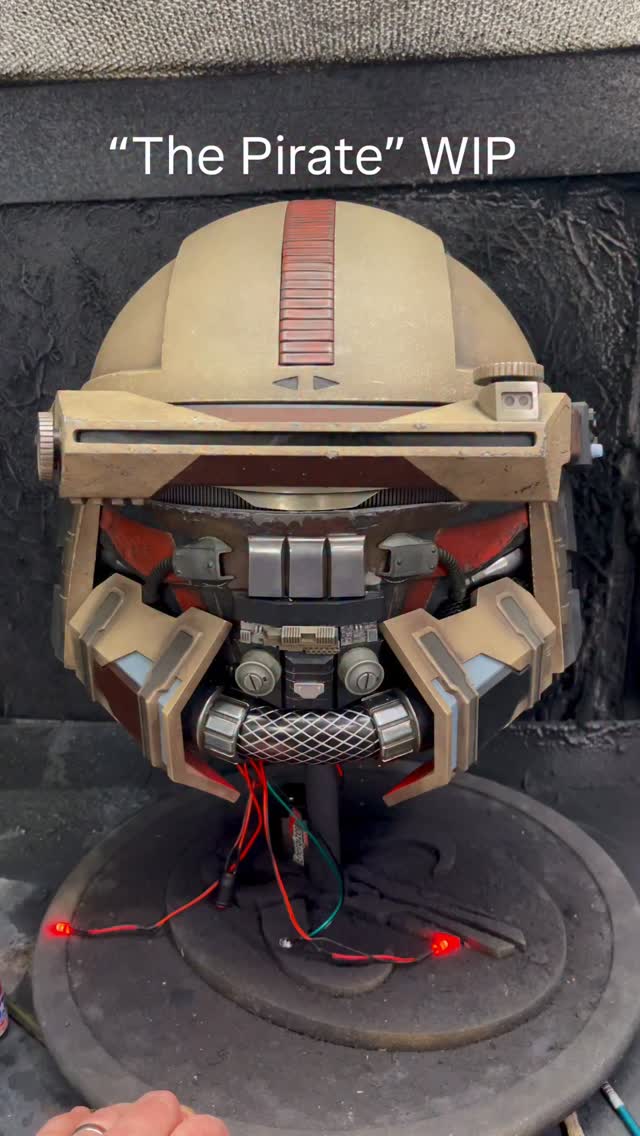 Been working on “The Pirate” helmet here and there as time permits. Still trying to decide on the colours for some areas, and a couple of physical details, but it’s coming to the end, I can feel it! #mynocksden #wip #customprops #kitbash #propmaking