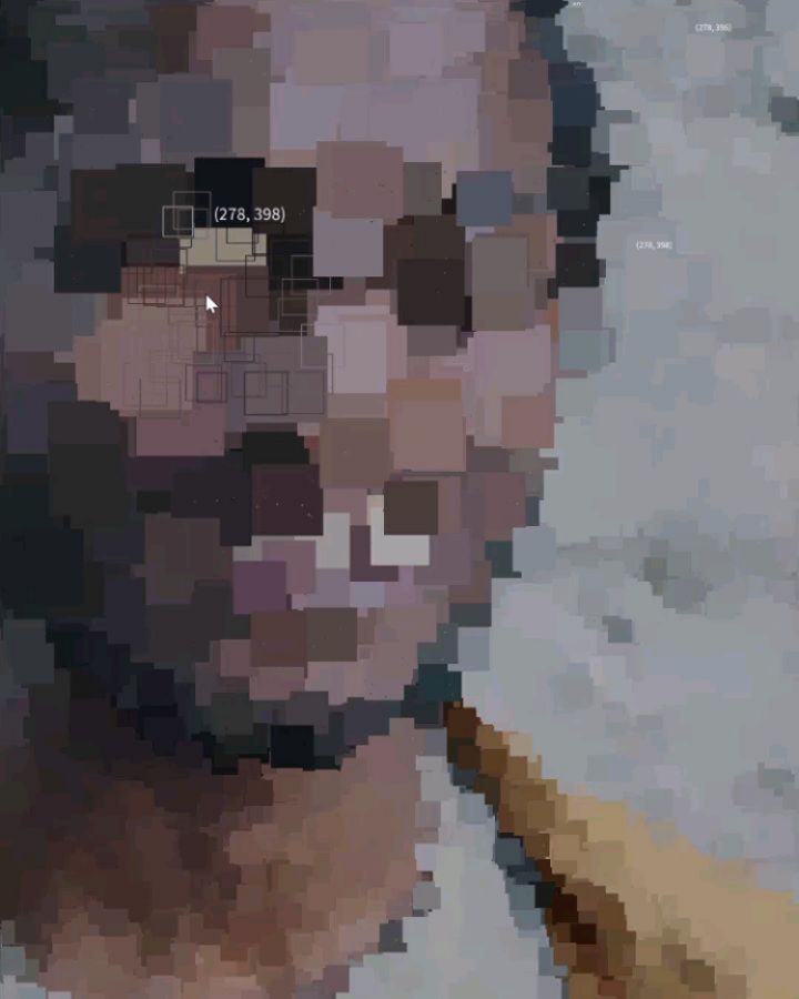 Pixel Piqued Portraits,
Familiar Fractured Fragments,
Synthetic Scrambled Synthesis,
#portrait
#procedural
#creativecodeart
#creativecoding
#newmedia
#newmediaart
#new_media_art
#interactiveart
#realtime
#pixelart
Made by me with @processingorg
Description: A series of interactive video portraits. As mouse moves across the screen, portions of the video fractalize, pixellate and recompose in real-time.